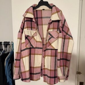 NWOT- Pink plaid shacket by SHEIN size 2xl